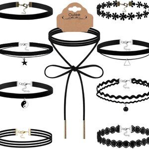 9 Pcs Choker Set Black Chokers Necklaces for Women Black Velvet Choker Necklaces